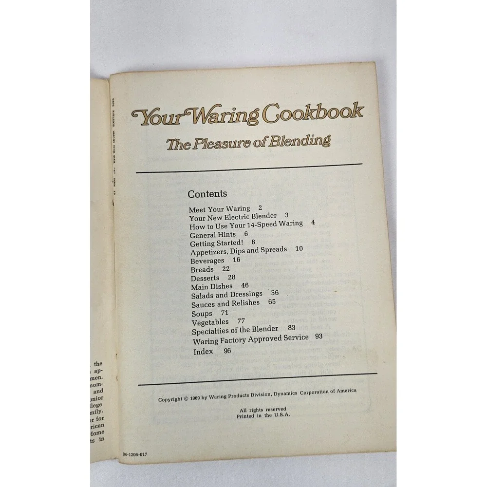 Vintage 1970 Your Waring Cookbook Pleasure of Blending Blender Recipe Owner Book